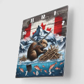 Schneeberg, Ozean, kanadischer Biber Quadratische Wanduhr (Winkel)