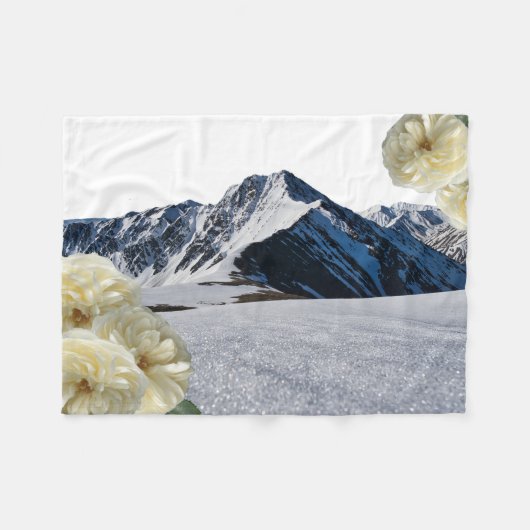 Schneeberg und Blume Fleece Blanket (Vorderseite (Horizontal))