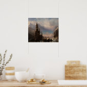 Schneebergbild am See - Landschaftskunst Poster (Küche)