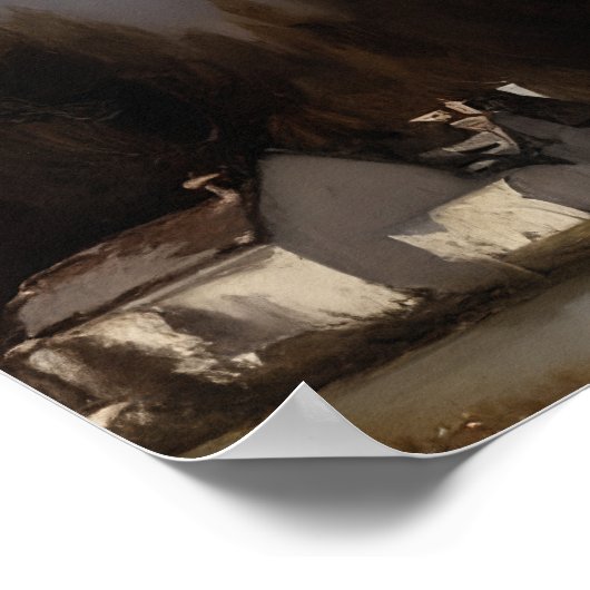 Schneebergbild am See - Winterkunst Poster (Ecke)