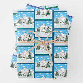 Schneeberge, die Papierblätter umhüllen Geschenkpapier Set