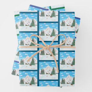 Schneeberge, die Papierblätter umhüllen Geschenkpapier Set