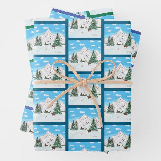 Schneeberge, die Papierblätter umhüllen Geschenkpapier Set (Beispiel)