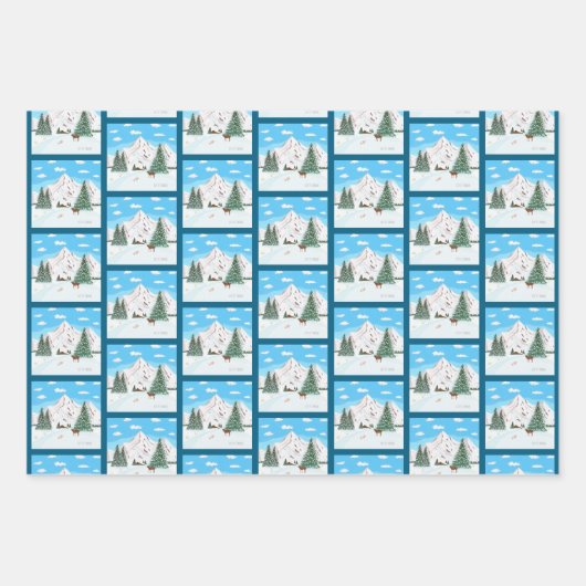 Schneeberge, die Papierblätter umhüllen Geschenkpapier Set (Vorderseite)