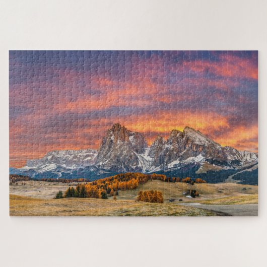Schneeberge Dolomiten Herbst Sonnenuntergang Itali Puzzle (Horizontal)