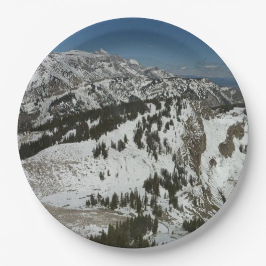 Schneeberge Gipfel des Großen Tetons I Fotografie Pappteller (Vorderseite)
