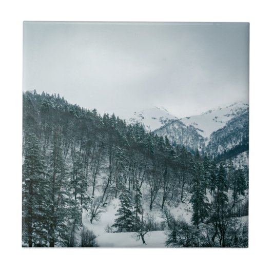 Schneeberge in Georgien Fliese (Vorderseite)