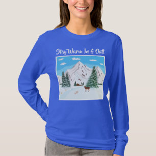 Schneeberge Langarm Blau T-Shirt