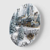 Schneeberge mit Dampfzug Kunst Große Wanduhr (Winkel)