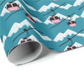 Schneeberge mit rosa Gondeln Geschenkpapier (Rolleneckpunkt)