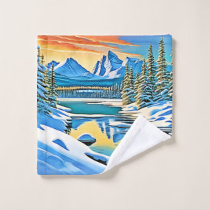 Schneeberge Reflektion Badhandtuch Set