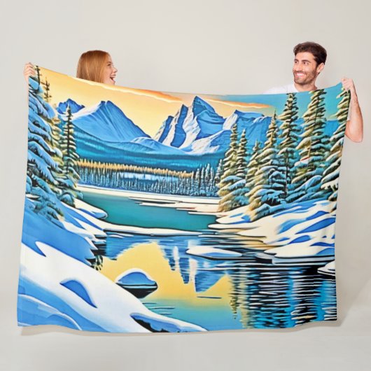 Schneeberge Reflektion Fleecedecke (Beispiel)