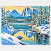 Schneeberge Reflektion Fleecedecke (Vorderseite (Horizontal))