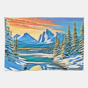 Schneeberge Reflektion Geschirrtuch