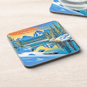 Schneeberge Reflektion Getränkeuntersetzer (Linke Seite)