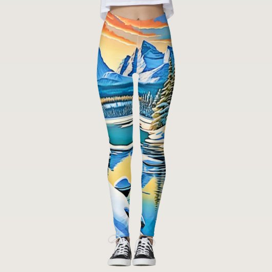 Schneeberge Reflektion Leggings (Vorderseite)