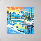 Schneeberge Reflektion Leinwanddruck (Vorderseite)