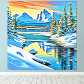 Schneeberge Reflektion Leinwanddruck (Insitu (Holzboden))