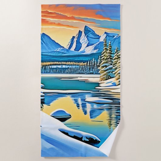 Schneeberge Reflektion Strandtuch (Vorderseite)