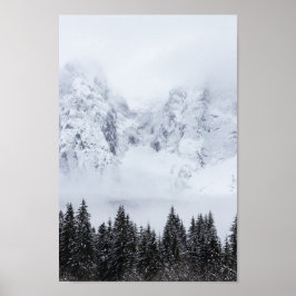 Schneeberge und Fichtenwald Poster