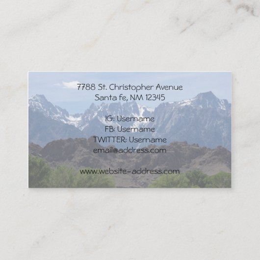 Schneeberge Visitenkarte (Rückseite)