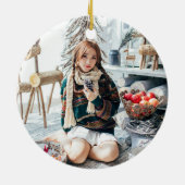 Schneeberge Waldtiere Urlaub Keramik Ornament (Hinten)