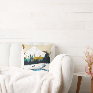 Schneeberggipfel und Swansee, ruhige Winterlandsch Kissen