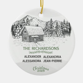 Schneebergische Winterholzkabine X 4 Keramik Ornament