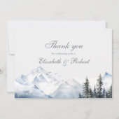 Schneebergwerk & Pinienbäume Hochzeit Dankeskarte (Vorderseite)