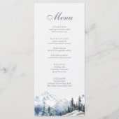 Schneebergwerk & Pinienbäume Hochzeit Menükarte (Vorderseite)