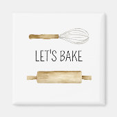 Schneebesen Rolling Watercolor Lets Bake Kulinarik Magnet (Vorne)
