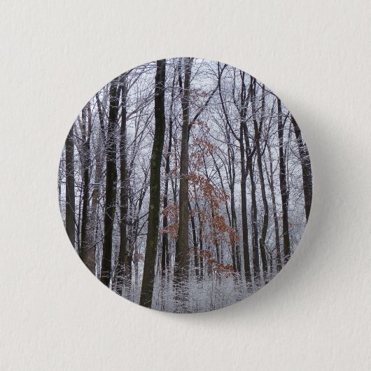 Schneebestäubte Wald-Winterlandschaftsfotografie Button (Vorderseite)
