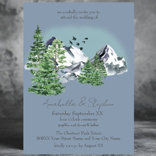 Schneebewald Landschaft Pine Forest on Dusty Blue Einladung