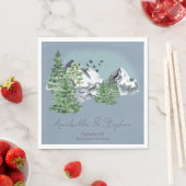 Schneebewald Landschaft Pine Forest on Dusty Blue Serviette (Beispiel)