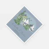 Schneebewald Landschaft Pine Forest on Dusty Blue Serviette (Ecke)