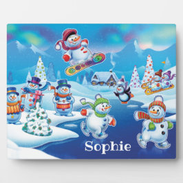 Schneebewohner Winter Wunderland Plakette & Aasel Fotoplatte
