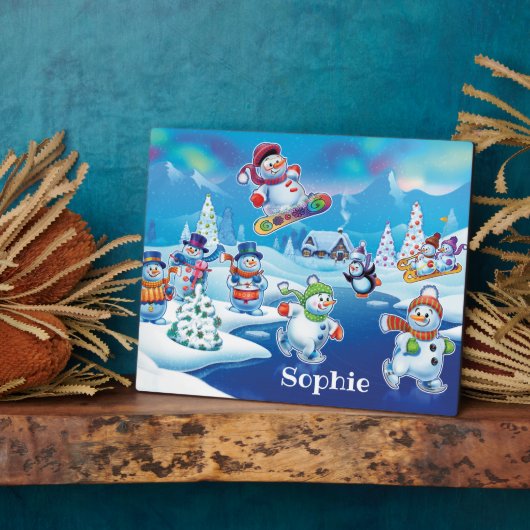 Schneebewohner Winter Wunderland Plakette & Aasel Fotoplatte (Seite)