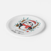 Schneebezaubernde Pinguin-Babydusche Pappteller (Schrägansicht)