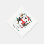 Schneebezaubernde Pinguin-Babydusche Serviette (Ecke)