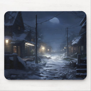 Schneebezauberndes Winterdorf Mousepad