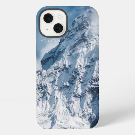 Schneebildberg mit moderner Schrift iPhone Hülle (Rückseite)