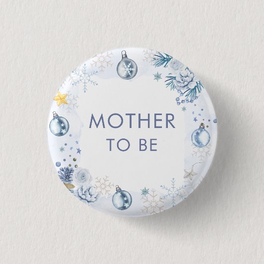 Schneeblatt-Blumen-Winter-Mutter-Kind-Party Button (Vorderseite)