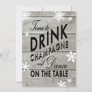 Schneeblatt Hochzeits-Einladung Zeit zum Champagne Einladung