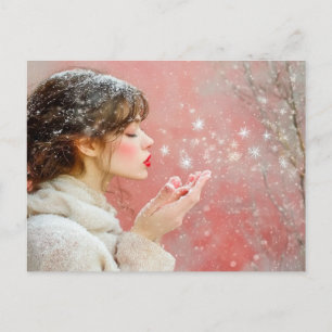 Schneeblumen wehen postkarte