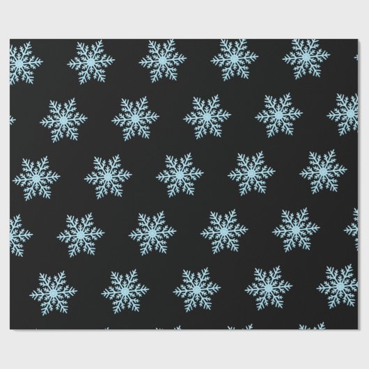 Schneeblumen-Wrap-Papier auf schwarzem Hintergrund Geschenkpapier (Flach)
