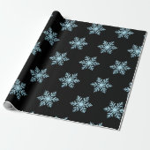 Schneeblumen-Wrap-Papier auf schwarzem Hintergrund Geschenkpapier (Ungerollt)