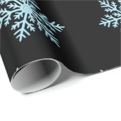 Schneeblumen-Wrap-Papier auf schwarzem Hintergrund Geschenkpapier (Rolleneckpunkt)