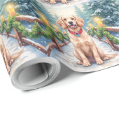 Schneebrücke Boykin Spaniel Weihnachtskunst Geschenkpapier (Rolleneckpunkt)