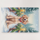 Schneebrücke Boykin Spaniel Weihnachtskunst Puzzle (Horizontal)