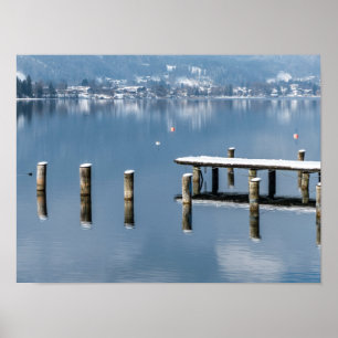 Schneebrücke im Winter, Tegernsee, Deutschland Poster